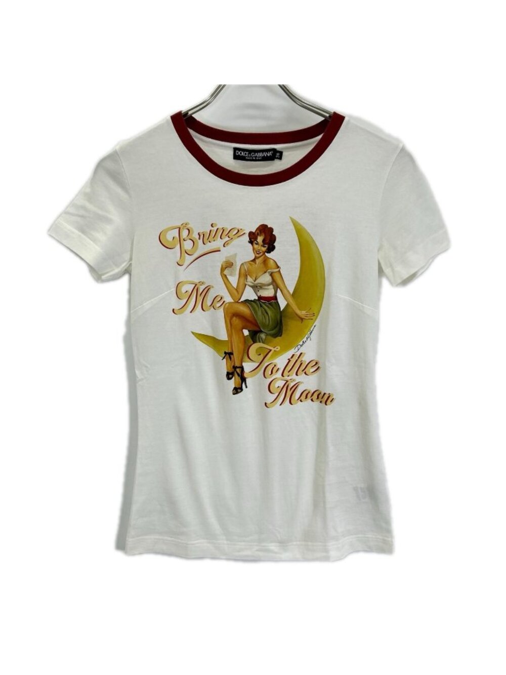 Dolce & Gabbana White Bring ME Tothe Moon Graphic Ringer T-Shirt 36
